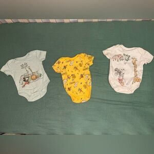 Disney Baby Bodysuit Trio - Yellow, Green, White